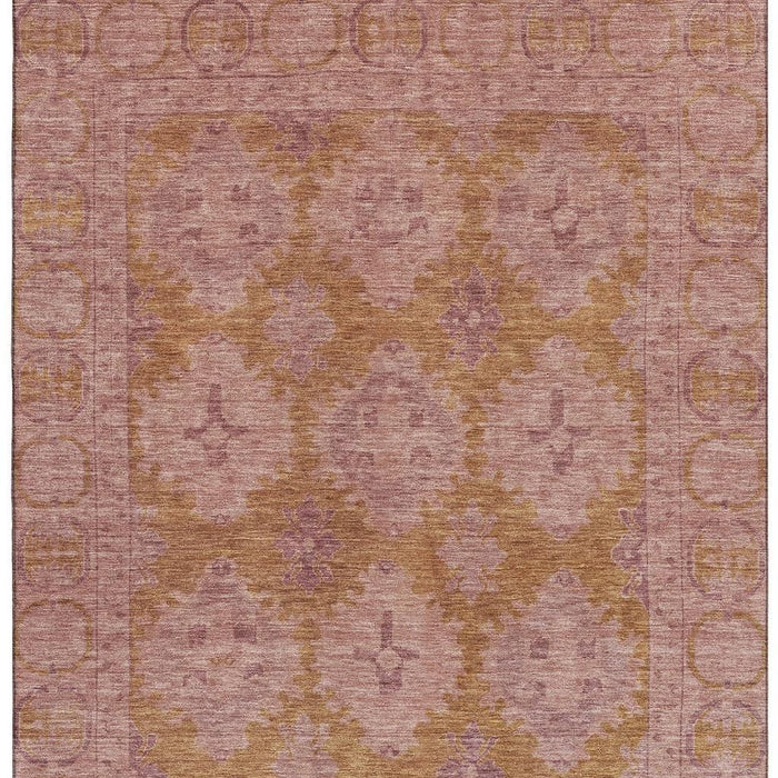 10' X 14' Oriental Washable Area Rug With UV Protection (700481) - Blush / Orange