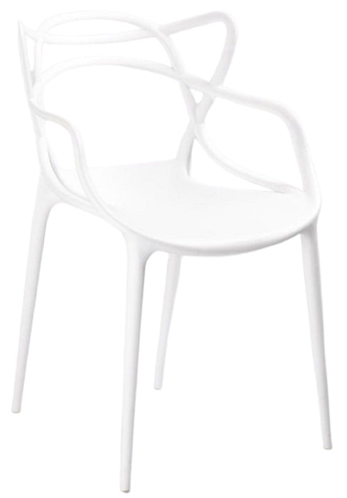 Heavy Duty Plastic Open Back Dining Arm Chairs (Set of 4) - White