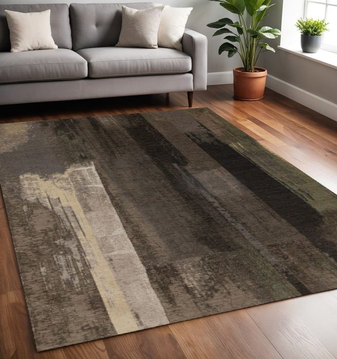 5' X 8' Abstract Area Rug (660086) - Brown / Black