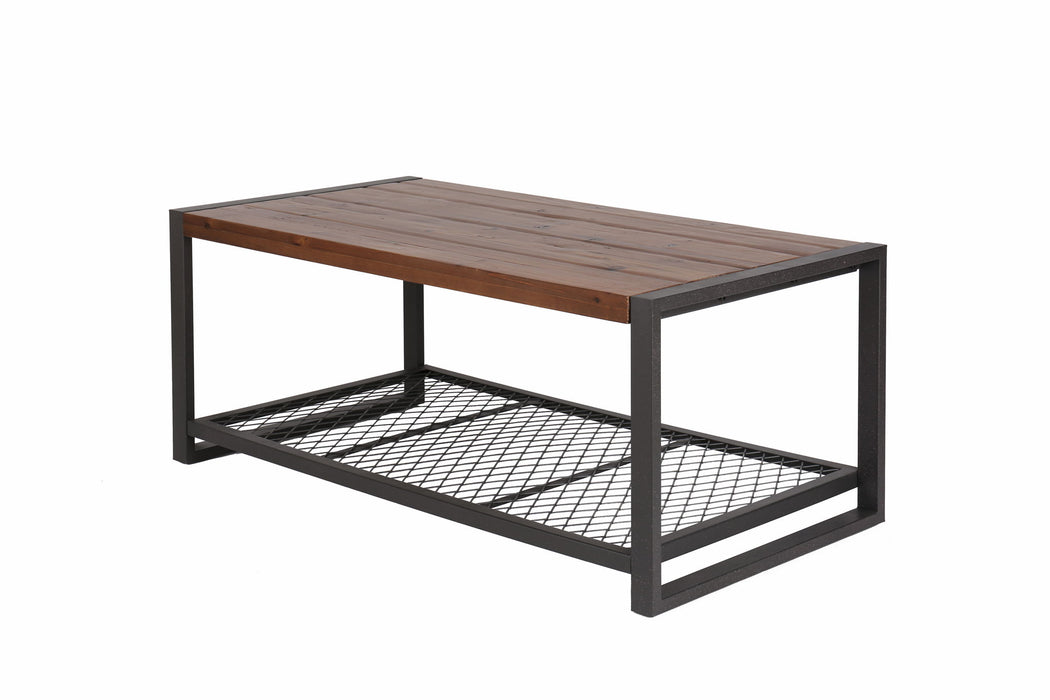 Giga console coffee table with reclaimed wood finish, ideal for living room decor, showcasing natural wood grain and sturdy design.