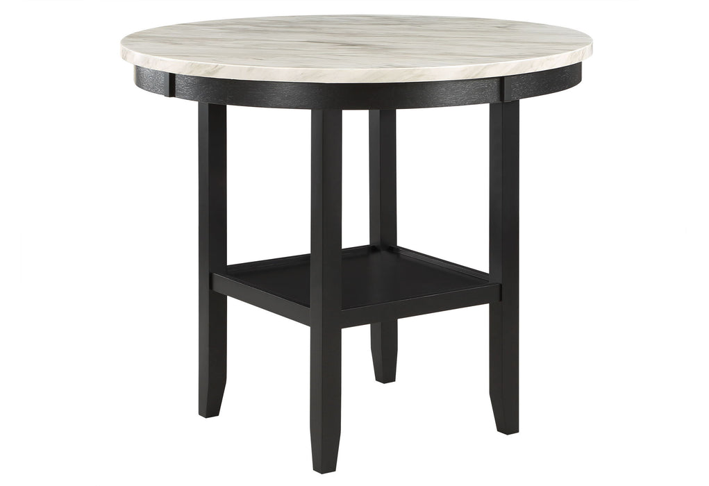 Wood Faux Marble Round Counter Height Bar Table - White / Black