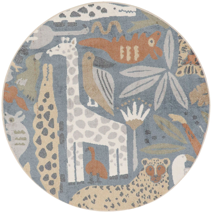 8' Animal Print Round Rug (572810) - Blue