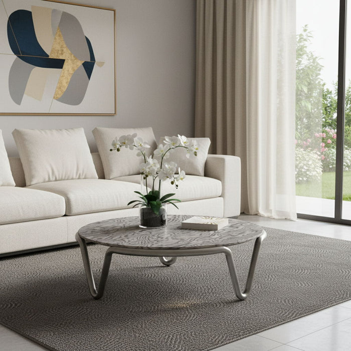 43" Stainless Steel Round Coffee Table - Gray / Silver