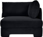 Meridian Furniture velvet upholstered stationary chair with plush fabric and modern design, suitable for living room or office space.