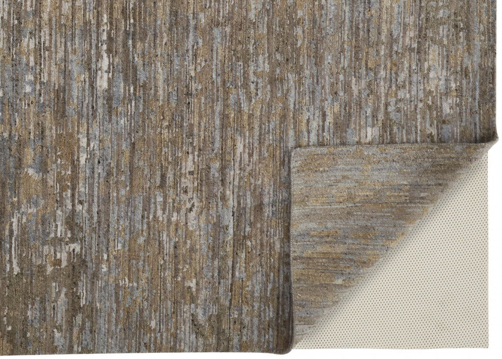 12' x 15' Wool Abstract Hand Knotted Area Rug - Brown And Gray