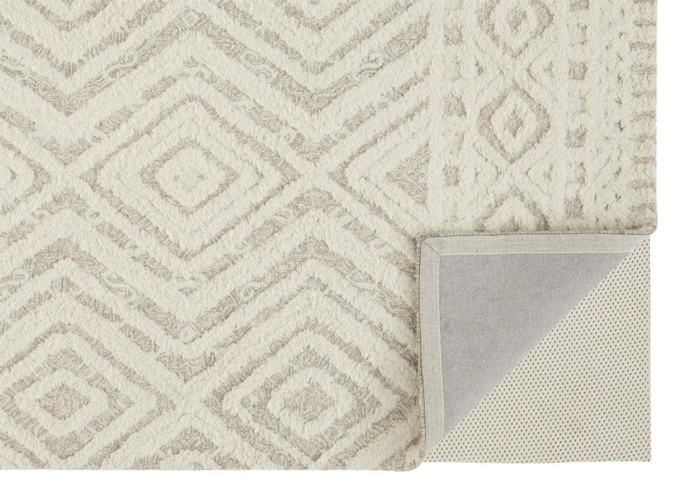 12' x 15' Wool Geometric Tufted Handmade Area Rug - Ivory And Tan