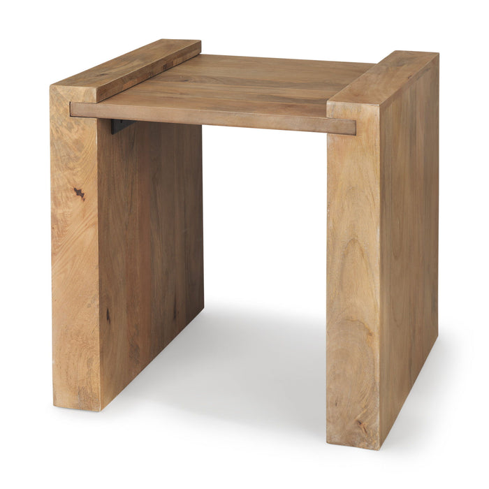 Distressed Solid Wood Sled End Table - Natural
