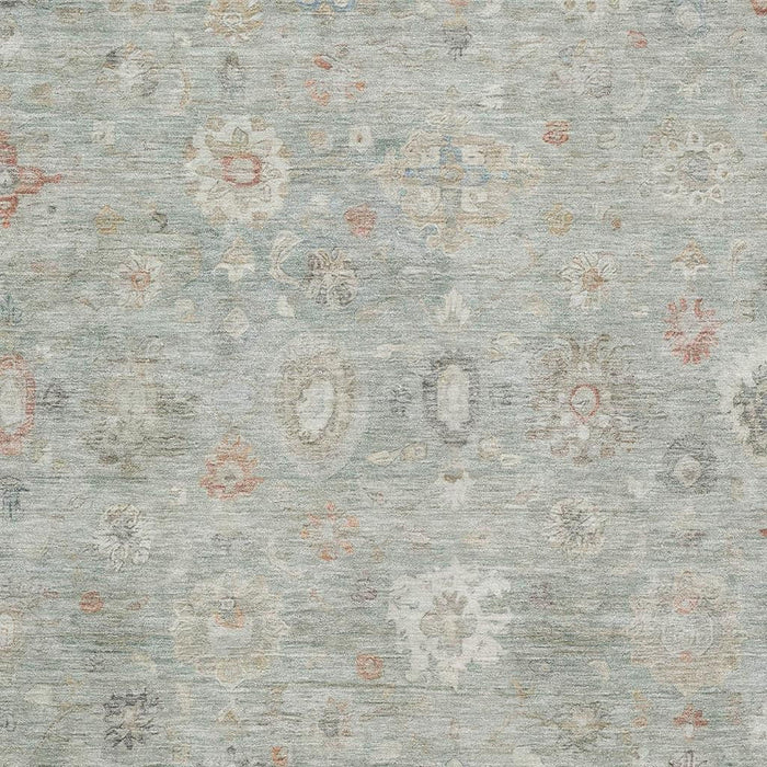 10' X 14' Damask Washable Area Rug With UV Protection (700829) - Sage / Ivory / Copper