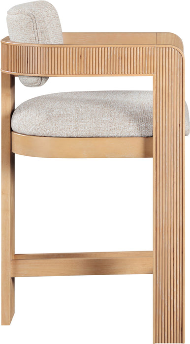 Sacha - Linen Stool With Natural Base