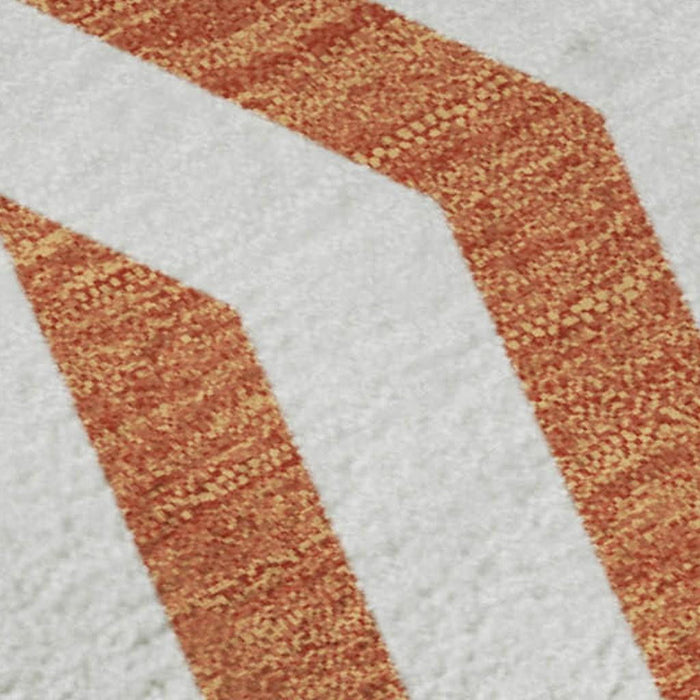 10' X 14' Geometric Washable Area Rug With UV Protection (648580) - Rust / Ivory