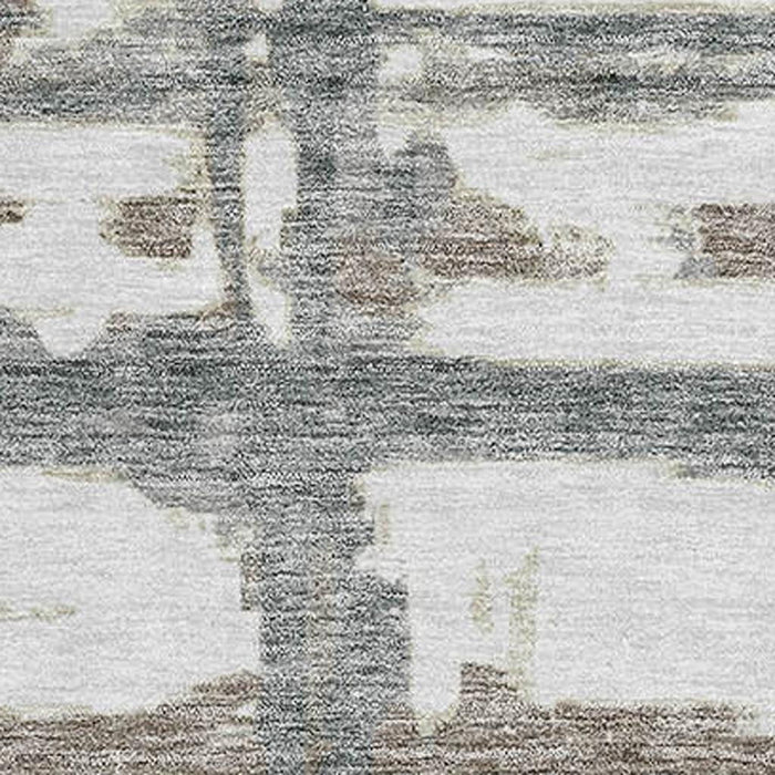8' X 10' Striped Washable Area Rug With UV Protection - Silver And Gray