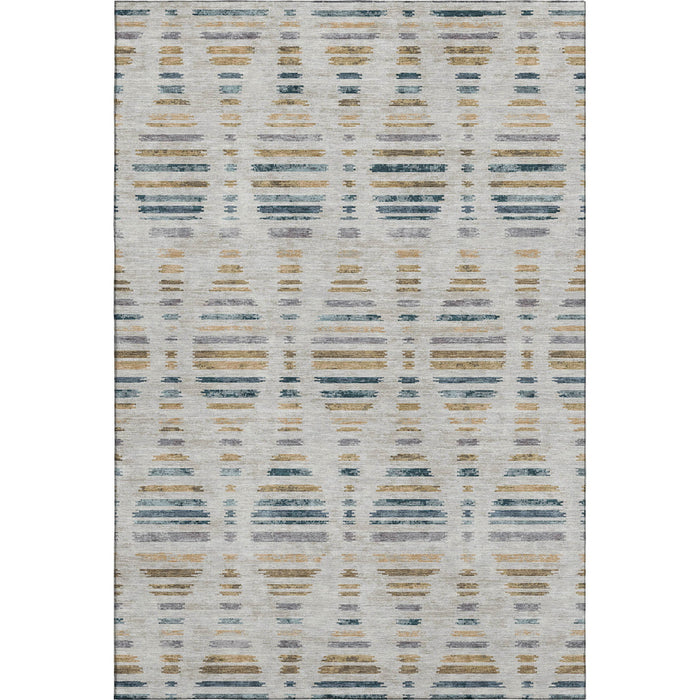 10' X 14' Striped Washable Area Rug With UV Protection (715039) - Linen / Blue
