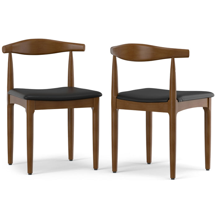 Solid Wood Dining Parsons Chairs (Set of 2) - Black / Walnut