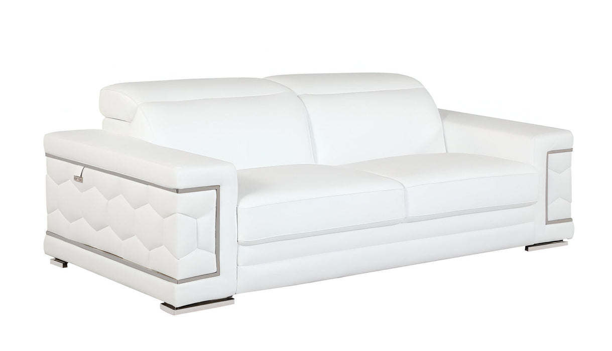 Silver Legs Sofa Italian Leather - White