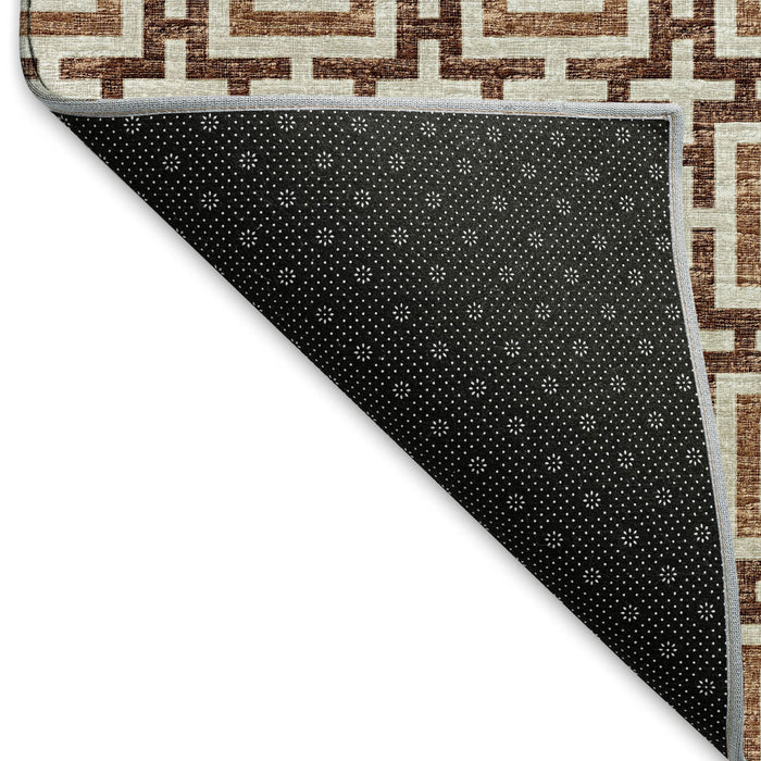 8' X 10' Geometric Washable Area Rug With UV Protection (645251) - Rust / Beige