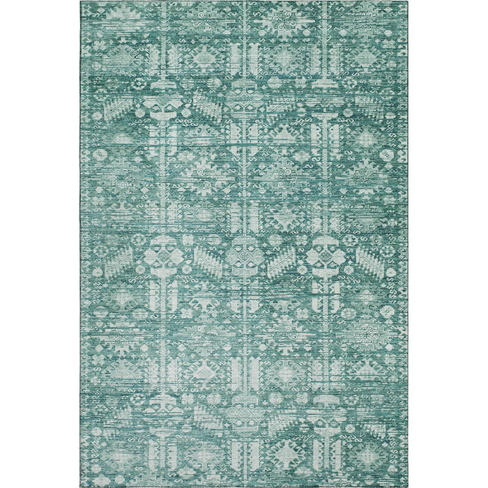 10' X 14' Oriental Washable Area Rug With UV Protection (700871) - Teal / Ivory