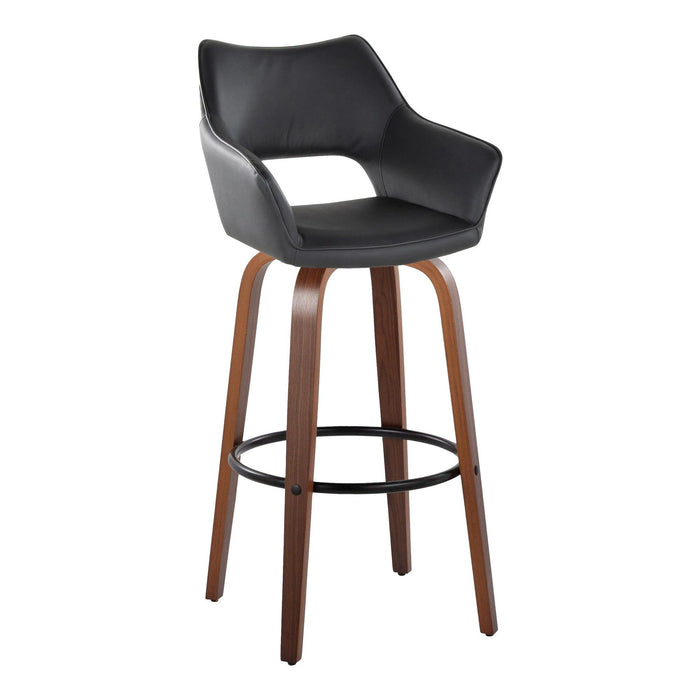 Mustang - 30" Fixed-Height Barstool With Swivel - Walnut Wood (Set of 2)