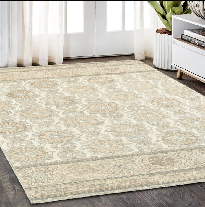5' X 8' Wool Floral Hand Tufted Area Rug - Sand