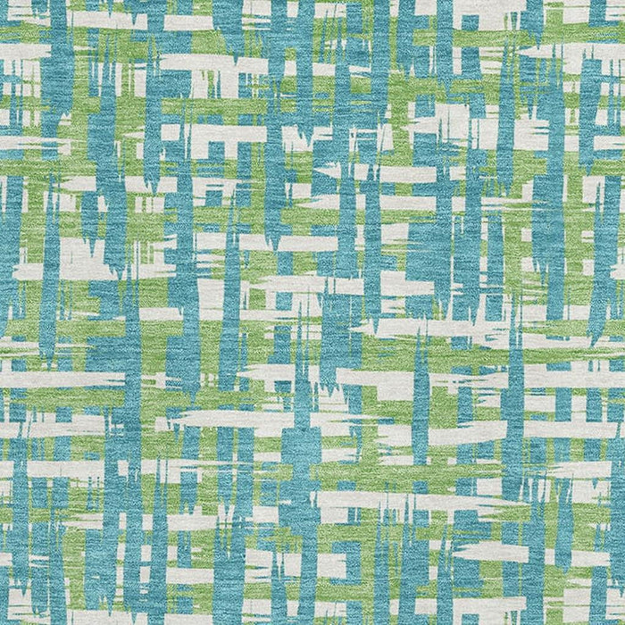 10' X 14' Abstract Geometric Washable Area Rug With UV Protection (683087) - Turquoise / Green / Ivory