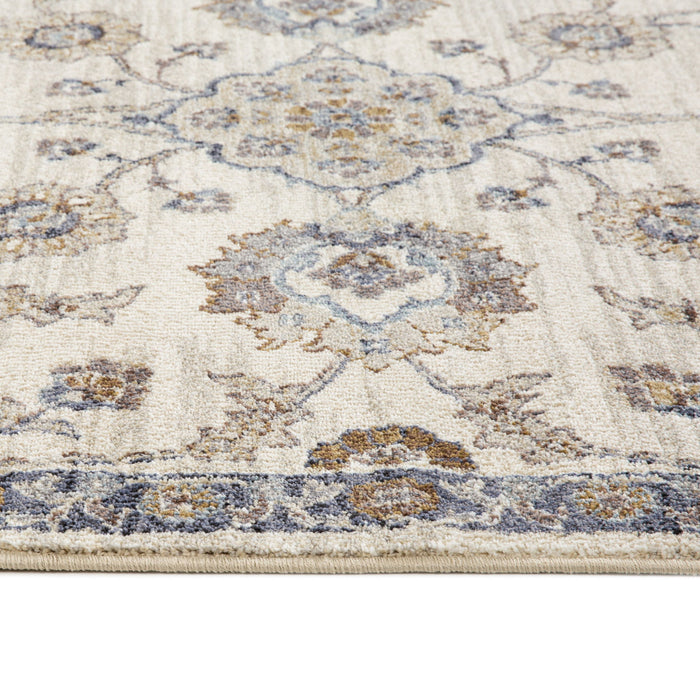 9' x 12' Floral Power Loom Area Rug - Ivory Charcoal And Navy