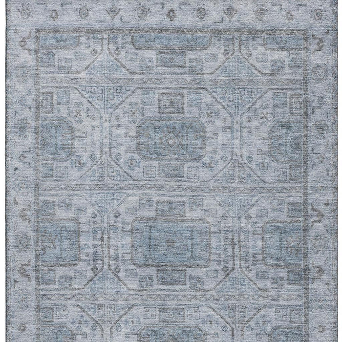 10' X 14' Geometric Washable Area Rug With UV Protection (708097) - Blue / Gray