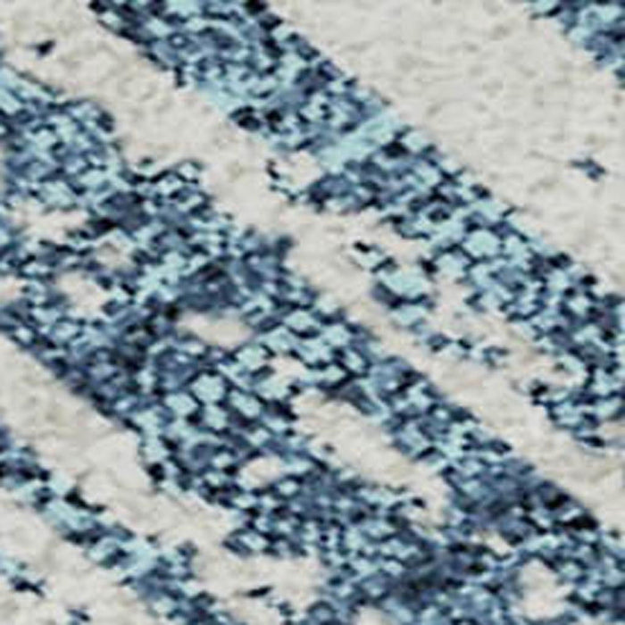 10' X 14' Striped Washable Area Rug With UV Protection - Blue And Ivory