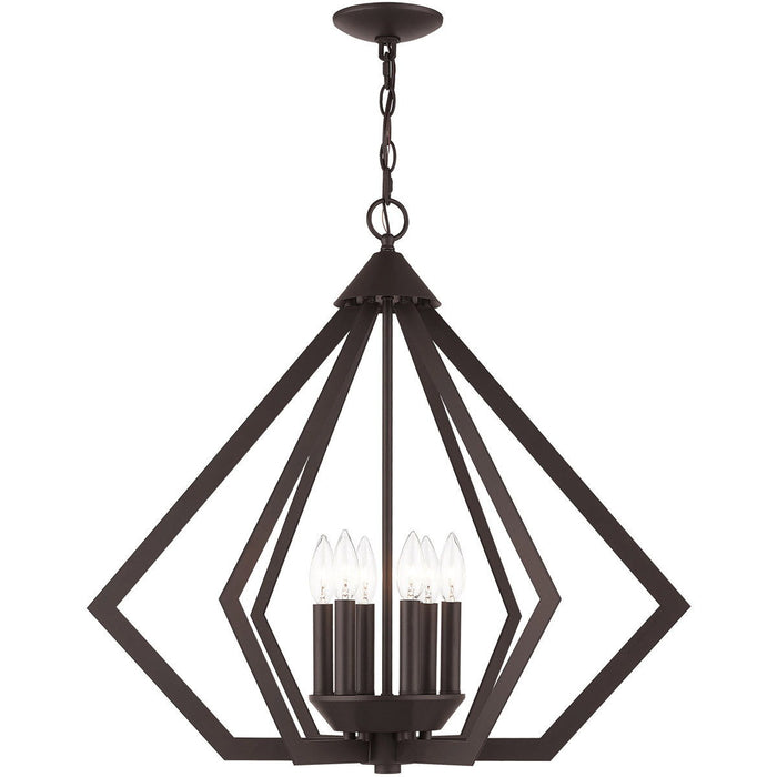 25" Six-Light Dimmable Chandelier With Shades - Bronze