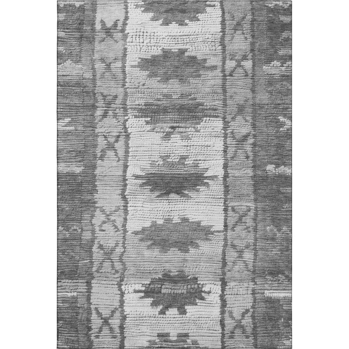 10' X 14' Tribal Washable Area Rug With UV Protection (709042) - Gray / Charcoal / Ivory