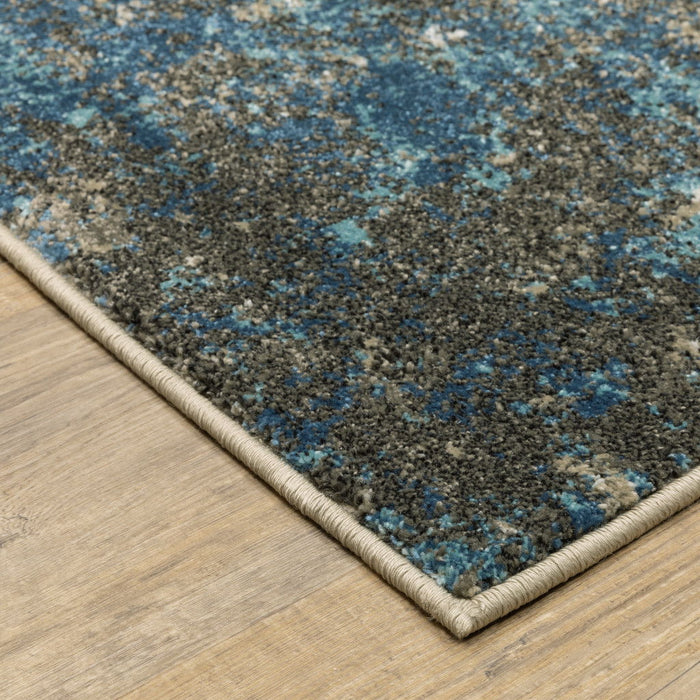 6' x 9' Abstract Power Loom Stain Resistant Area Rug - Blue Gray And Beige