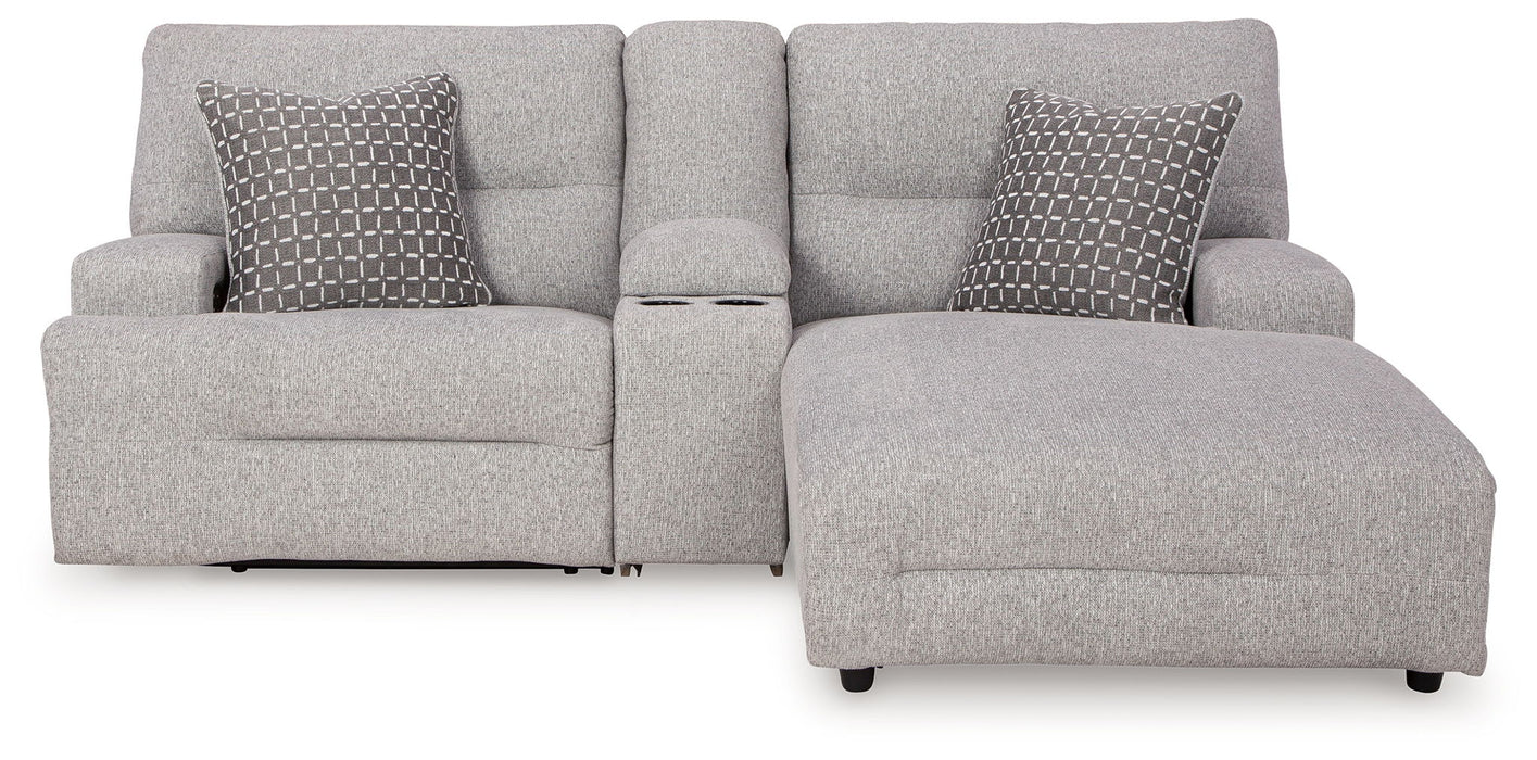 Acklen Place - 4 Pc. - 3-Piece Power Reclining Sectional Sofa With Raf Chaise, Wide Seat Power Recliner - Pewter