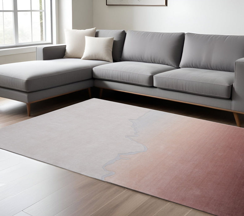 9' X 12' Ombre Hand Tufted Area Rug - Pink And Ivory