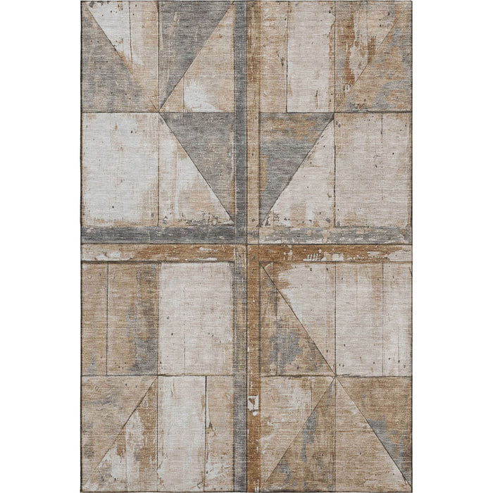 10' X 14' Geometric Washable Area Rug With UV Protection (706499) - Copper / Gray