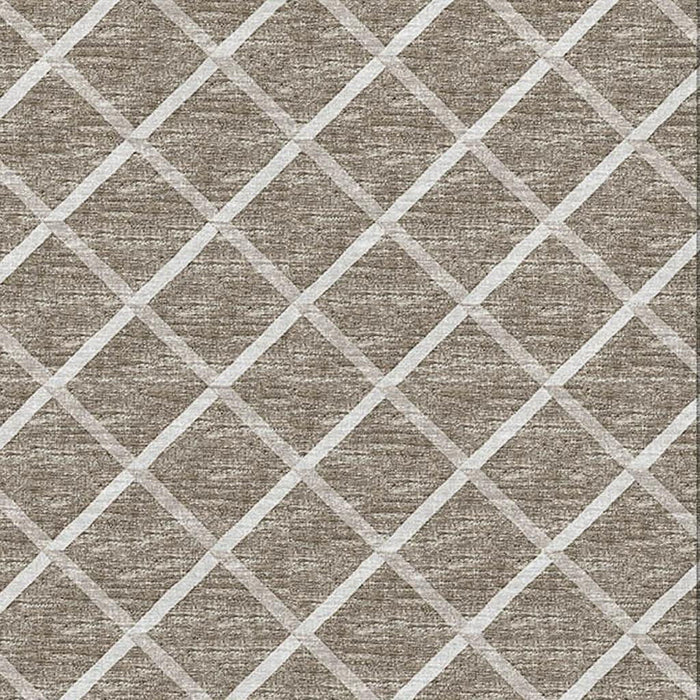 10' X 14' Geometric Washable Area Rug With UV Protection - Taupe / Ivory