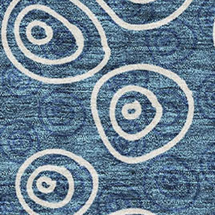 8' X 10' Polka Dot Washable Area Rug With UV Protection - Blue And Ivory