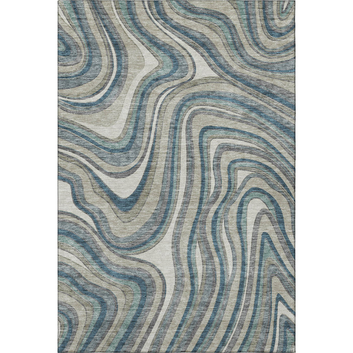 10' X 14' Marble Washable Area Rug With UV Protection - Teal
