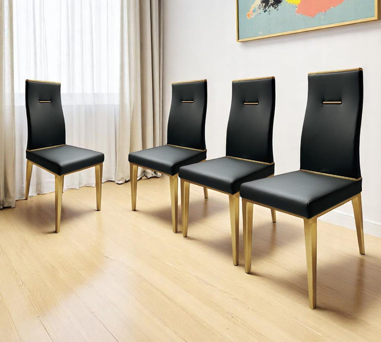 Upholstered Faux Leather Dining Side Chairs (Set of 4) - Black