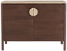 Varenna Meridian Furniture acacia wood sideboard with sleek design, featuring storage cabinets and a smooth top surface.