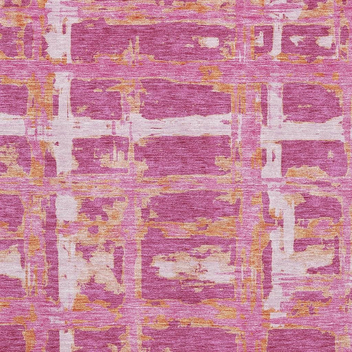 8' X 10' Transitional Striped Washable Area Rug With UV Protection - Blush