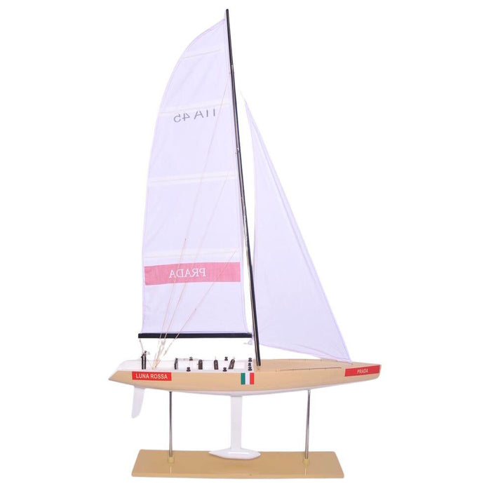 Hand Painted Model Boat - White / Beige