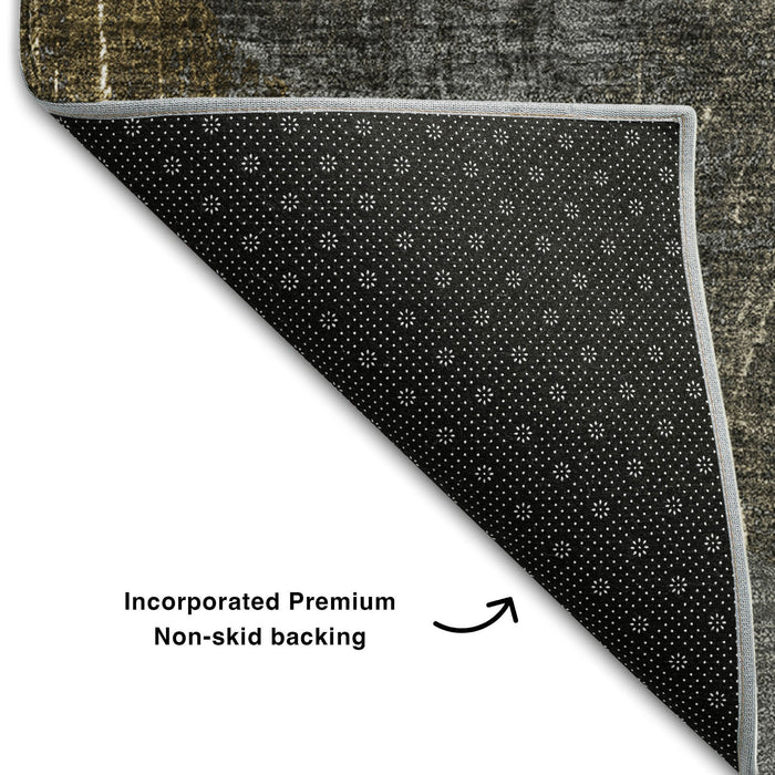 8' X 10' Abstract Washable Area Rug With UV Protection (648896) - Brown / Ivory