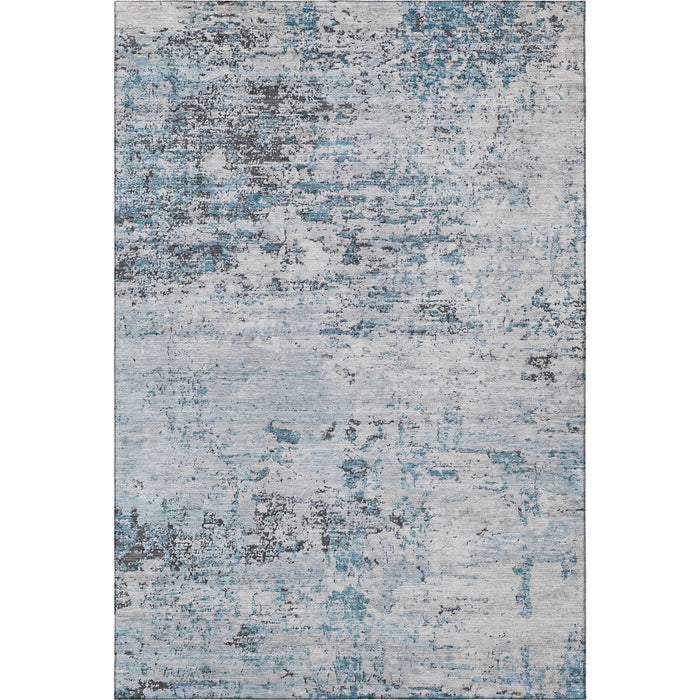 10' X 14' Abstract Washable Area Rug With UV Protection (699172) - Sky Blue / Ivory / Gray