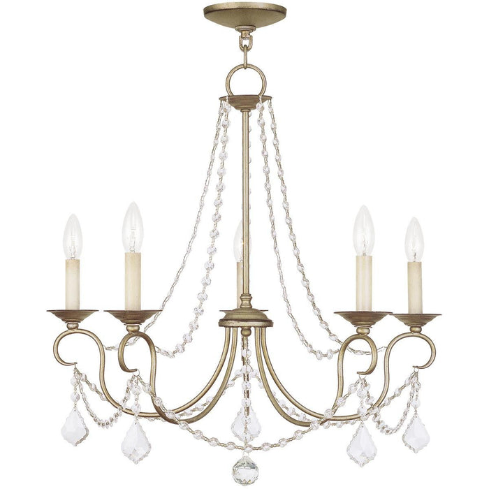 23" Five Light Dimmable Chandelier With Shades - Silver