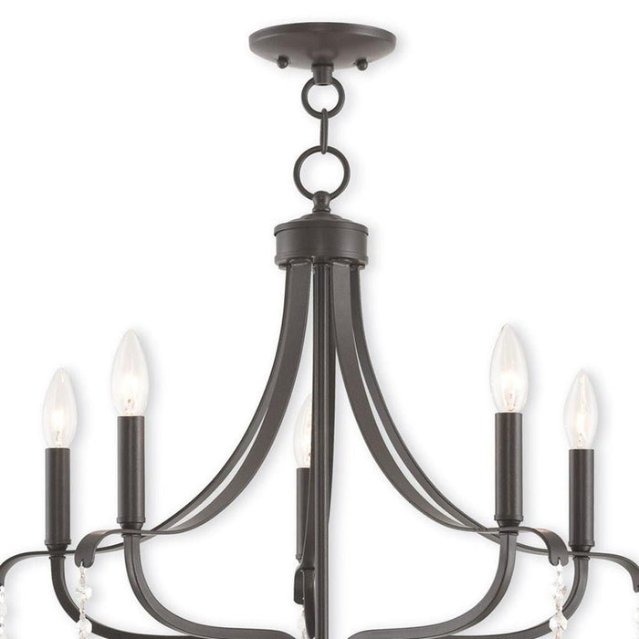 27'' Five Light Dimmable Chandelier With Shades - Bronze