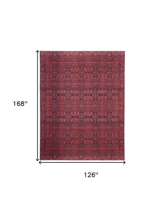 10' x 14' Floral Power Loom Area Rug - Red And Black