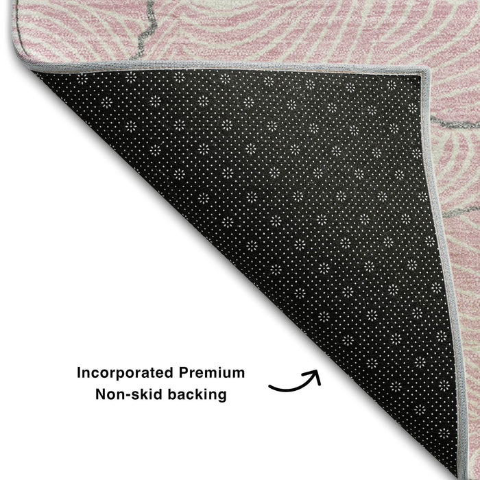 10' X 14' Abstract Washable Area Rug With UV Protection (682235) - Pink / Gray / Ivory