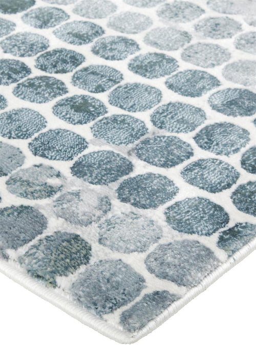 8' x 10' Polka Dots Distressed Stain Resistant Area Rug - Blue And Gray