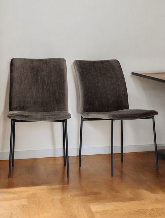 Upholstered Fabric Dining Side Chairs (Set of 2) - Brown