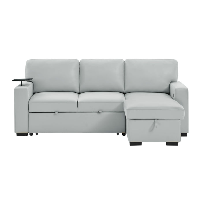 U0212 - Reversible Sofa Bed Loveseat With Pop-Up Sleeper With Drop Down Table - Silver