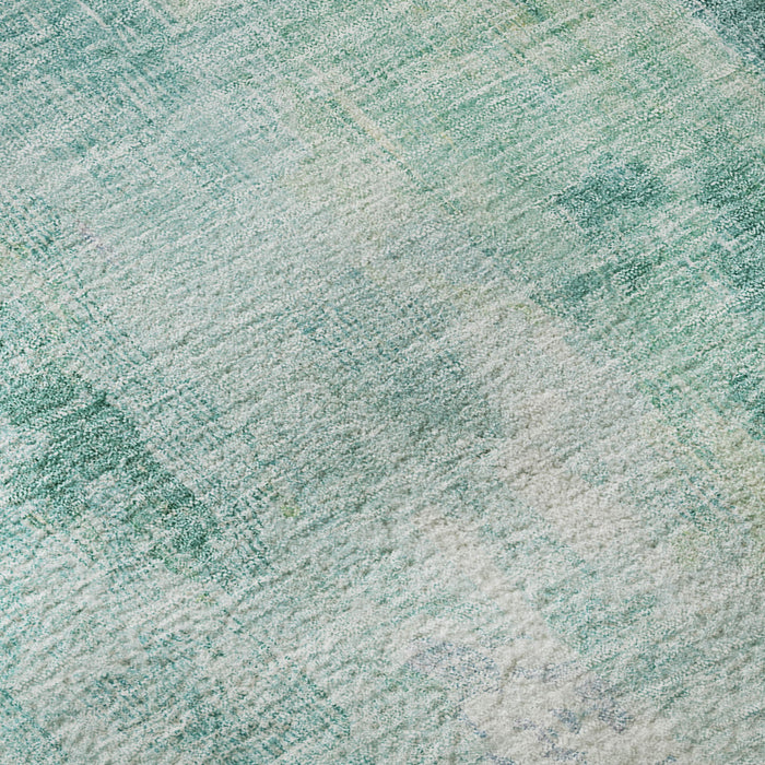 10' X 14' Abstract Washable Area Rug With UV Protection (695726) - Teal / Peach / Ivory