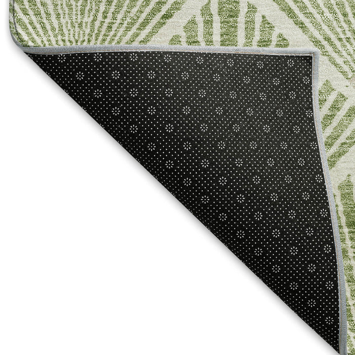 10' X 14' Abstract Geometric Washable Area Rug With UV Protection (672689) - Green / Ivory